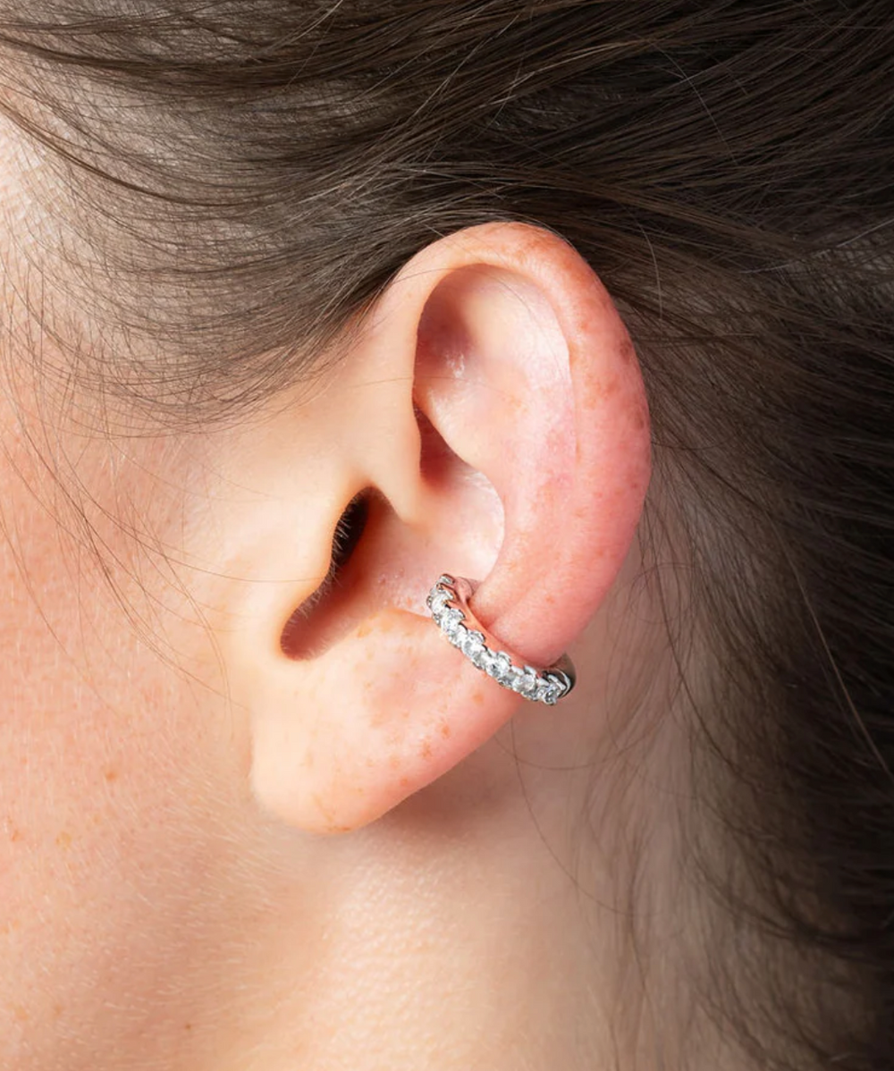 Round silver ear cuff with zircons Kim S