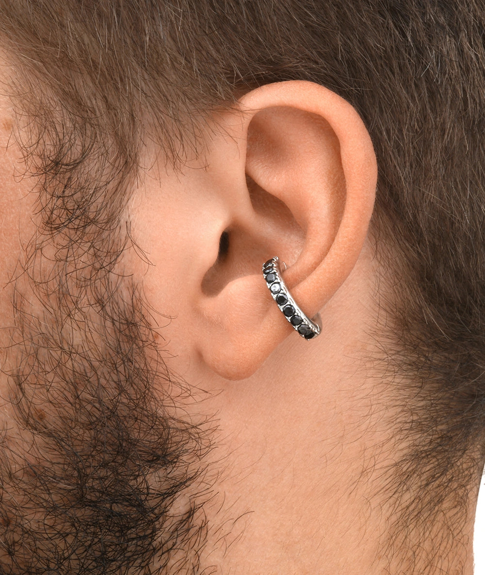 Round silver ear cuff with zircons Kim S
