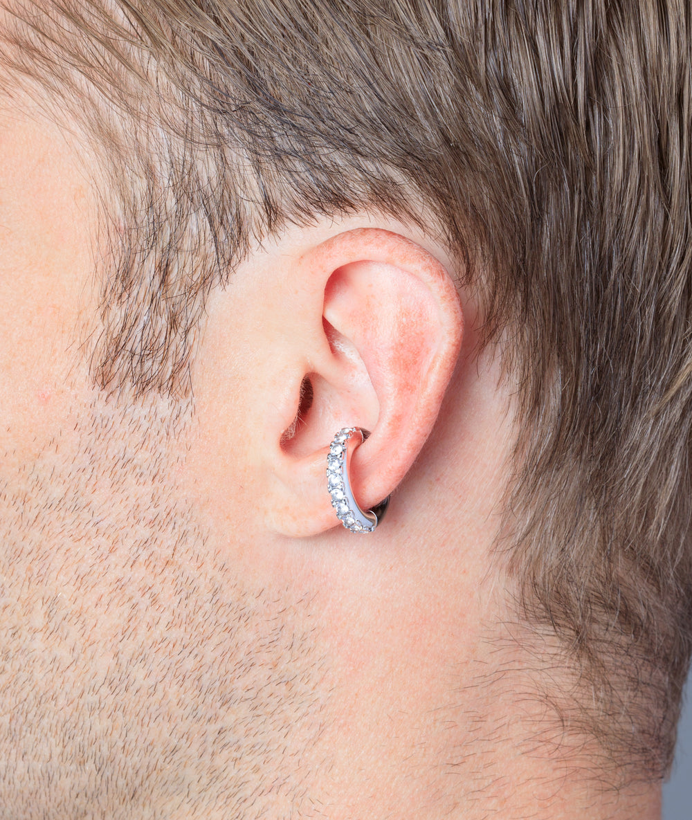 Round silver ear cuff with zircons Kim S