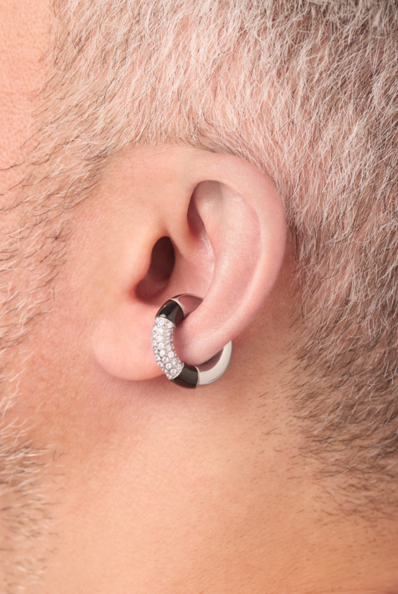 Two-tone round ear cuff with zirconiums Lana BS