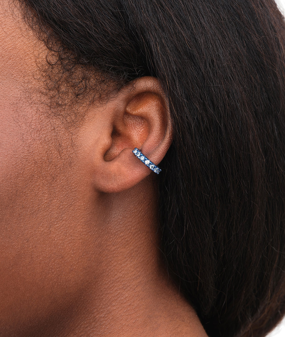 Ear cuff rond bleu et zircons blancs Abi S MB
