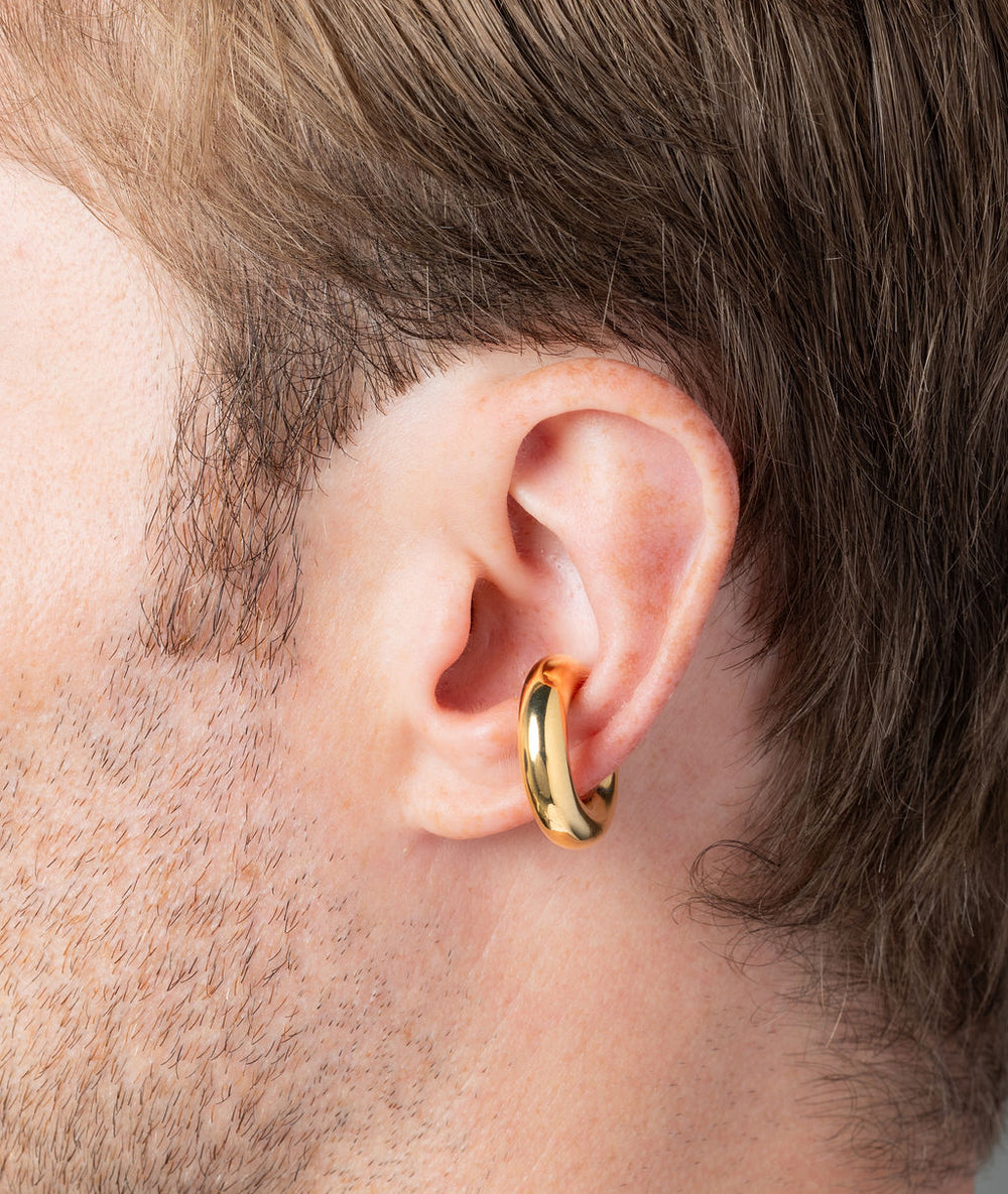 Big Bowie G round gold ear cuff