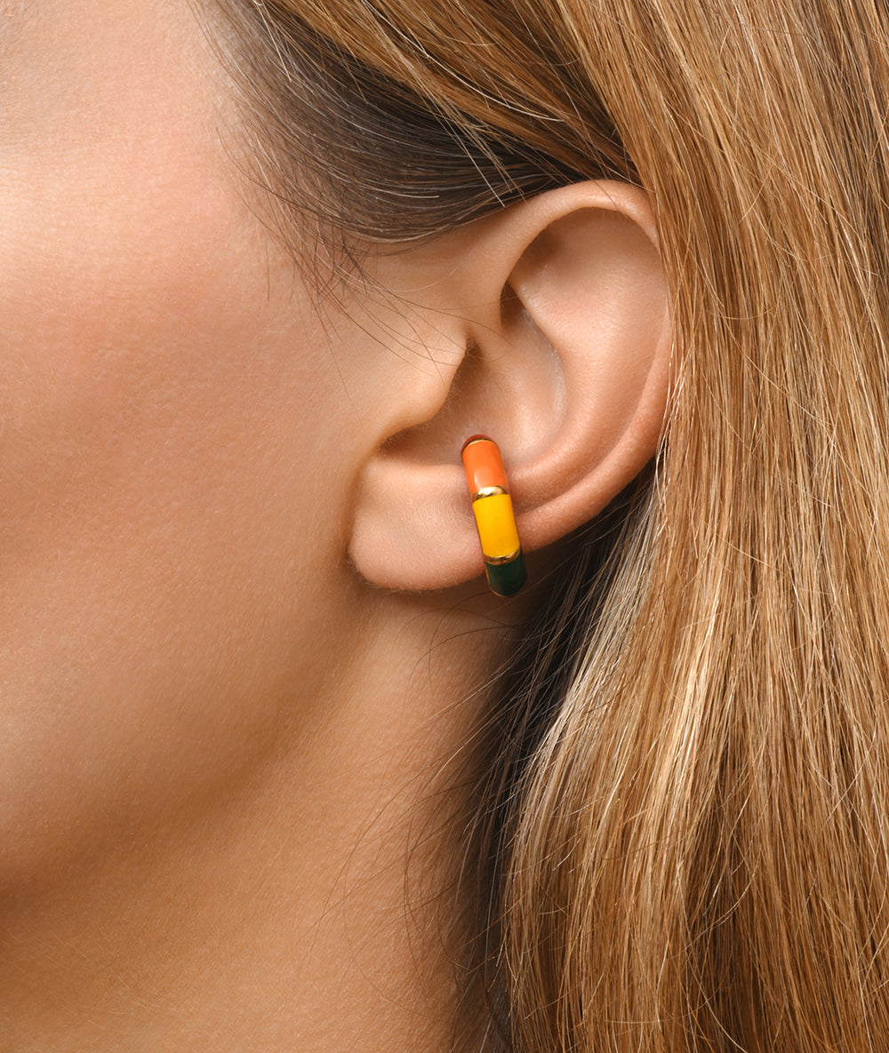 Ear cuff rond doré émail multicolore Ivy rainbow