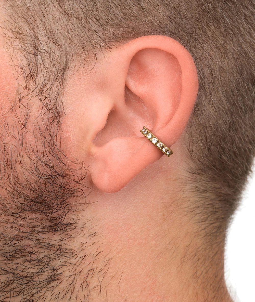 Ear cuff rond doré et zircons champagne effet vintage Abi S VG