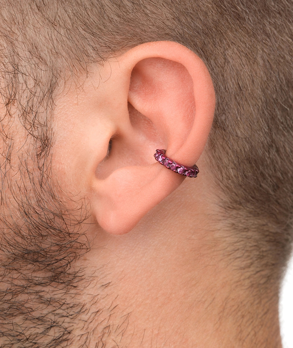 Ear cuff rond fuschia et zircons roses Abi S P