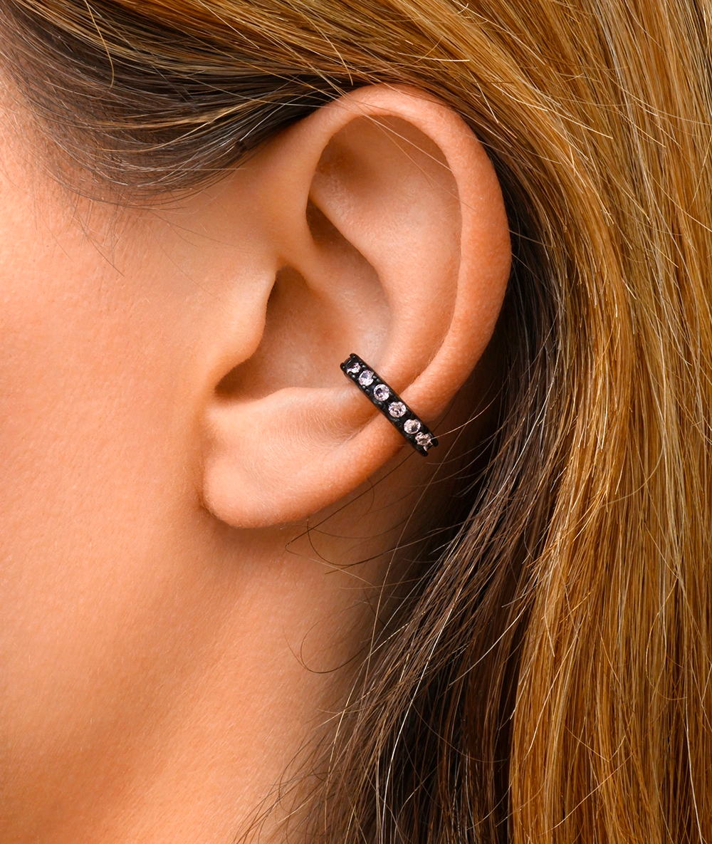 Round silver ear cuff with zircons Kim S