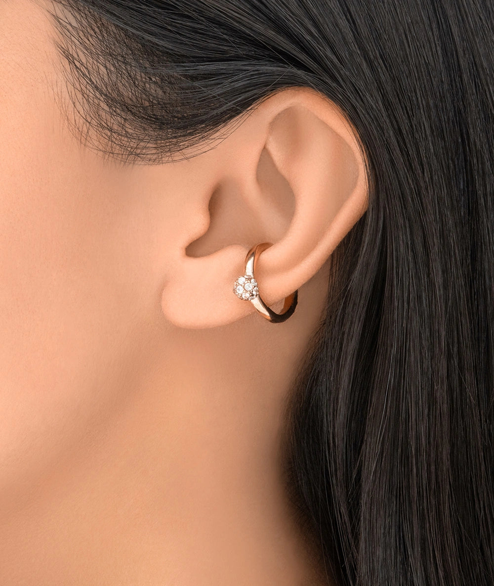 Round rose gold ear cuff with STELLA RG zircons