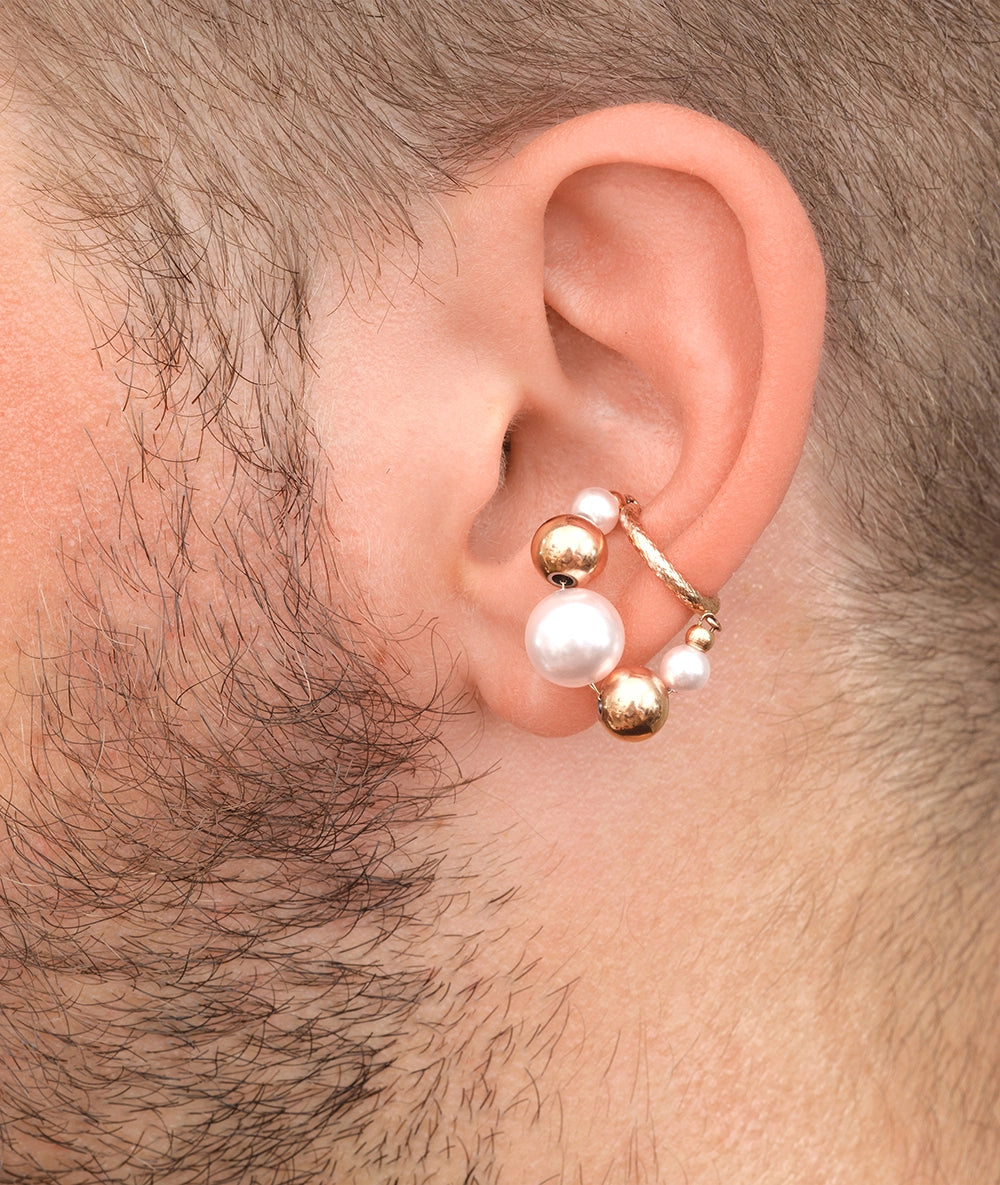 Ear cuff rond pendant or rose avec perles KOTA RG