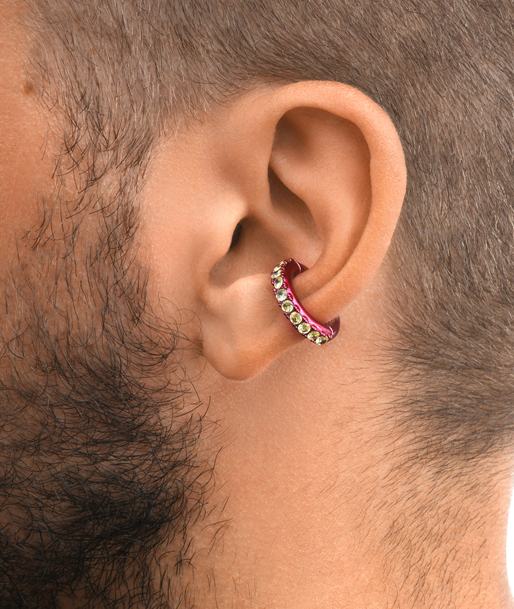 Ear cuff rond rose et zircons Abi L P A