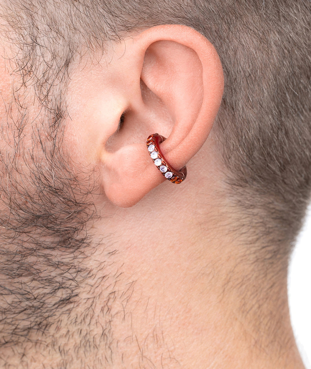 Ear cuff rond rouge zircons rouges et roses Abi L R