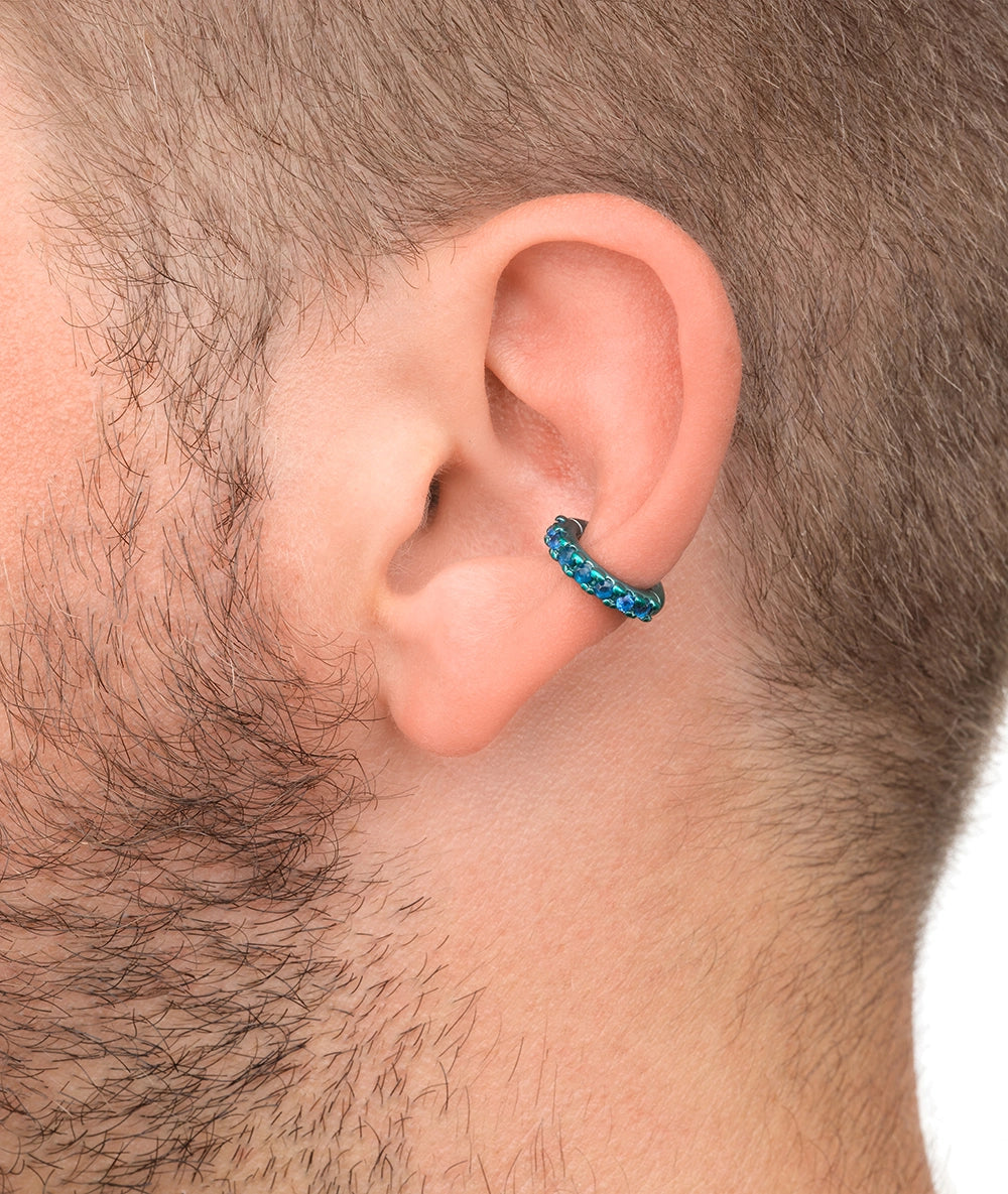 Ear cuff rond turquoise et zircons bleus Abi S T
