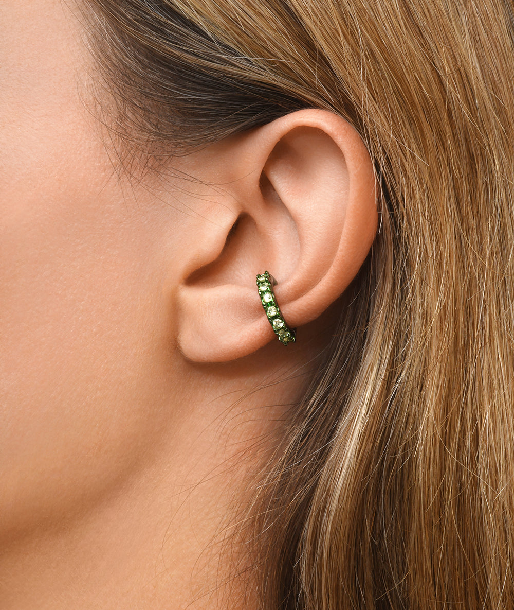 Ear cuff rond vert et zircons jaune Abi S SG