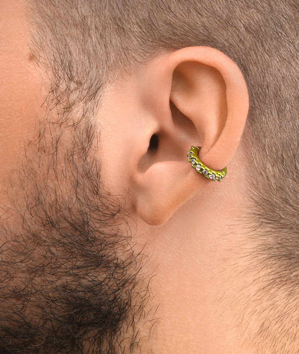 Round silver ear cuff with zircons Kim S