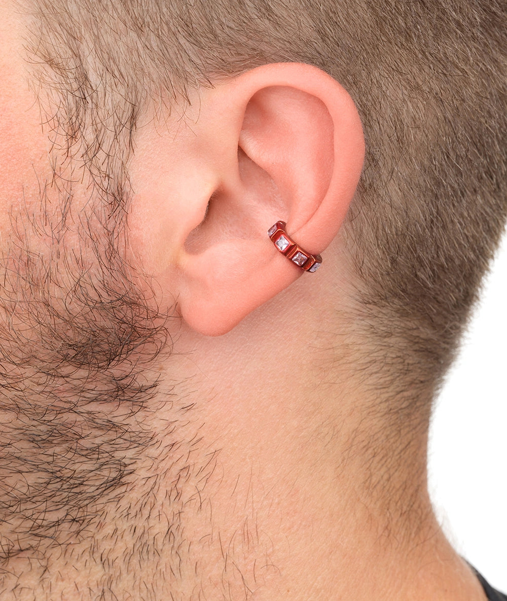 Ear cuff rouge zircons roses Dibba S R
