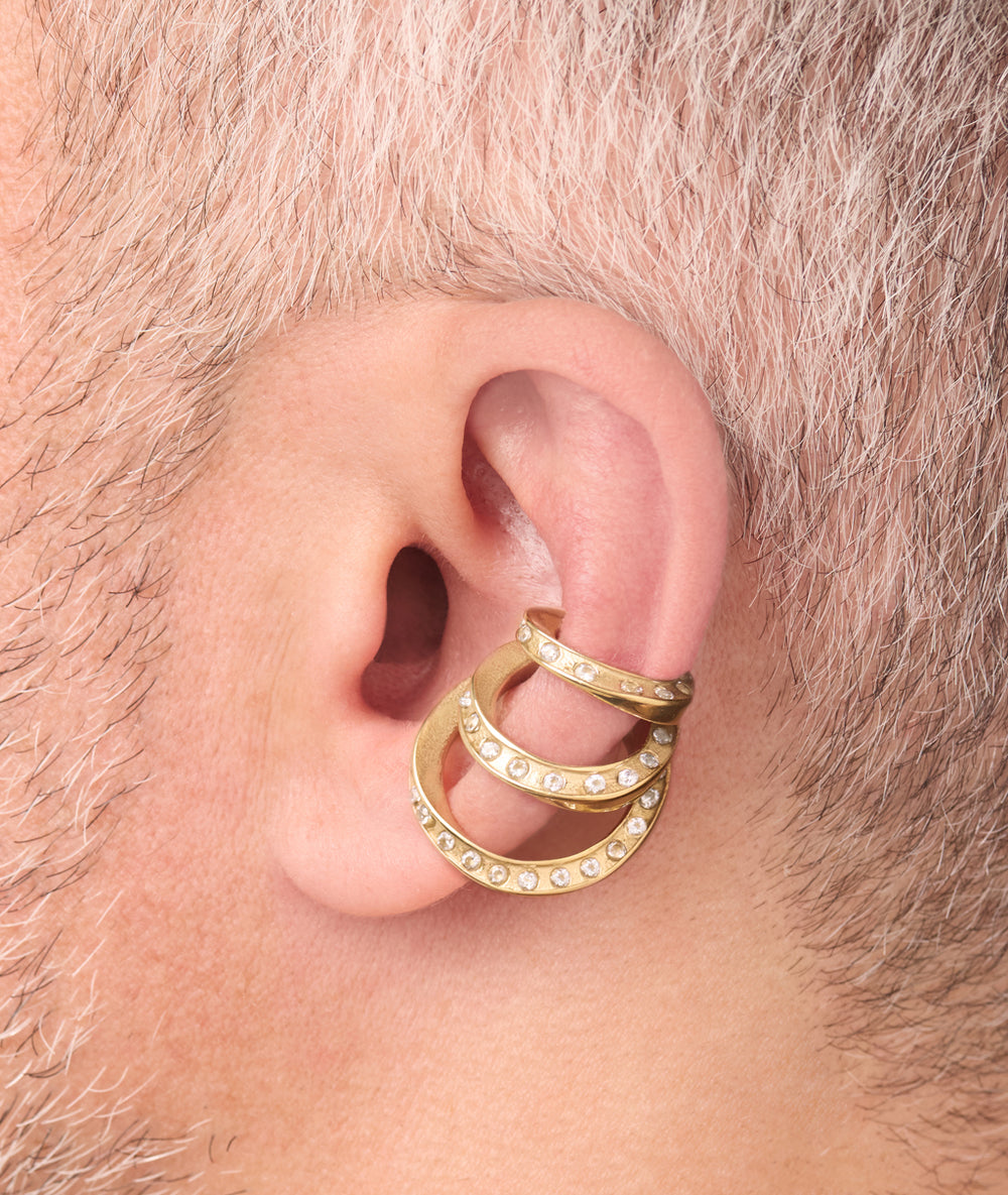 Triple gold ear cuff with zirconiums Ridley Star G
