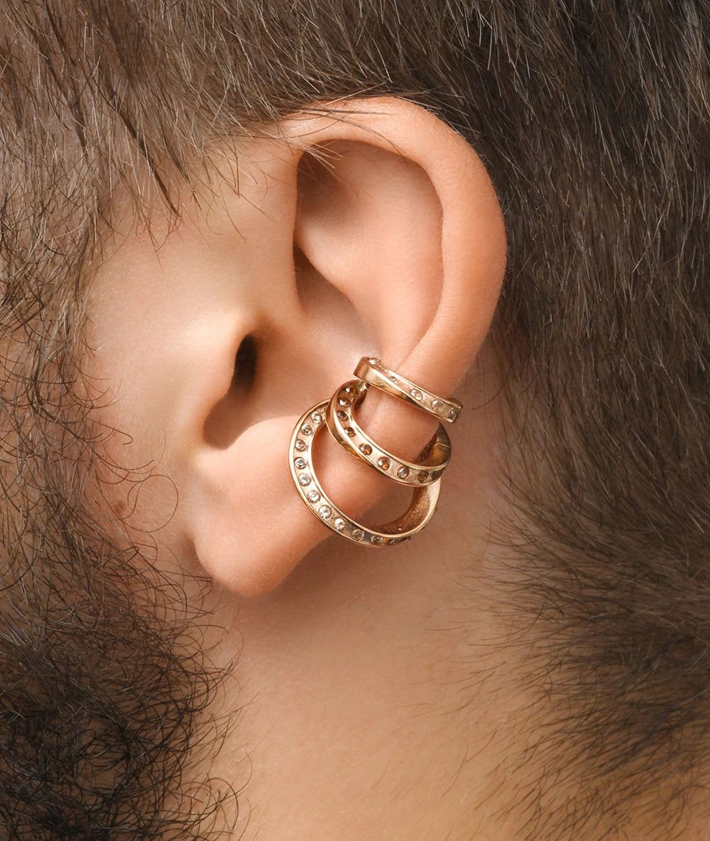 Triple gold ear cuff with zirconiums Ridley Star G