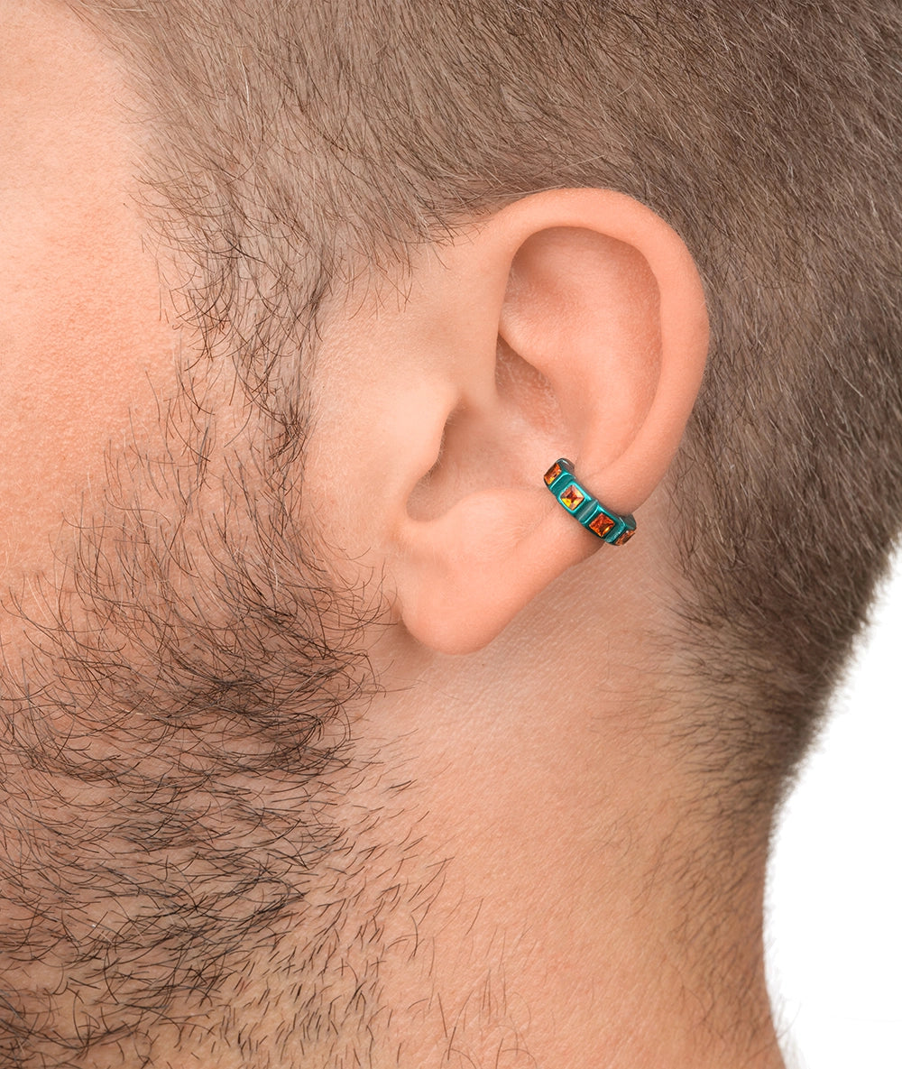 Ear cuff turquoise zircons oranges Dibba S T