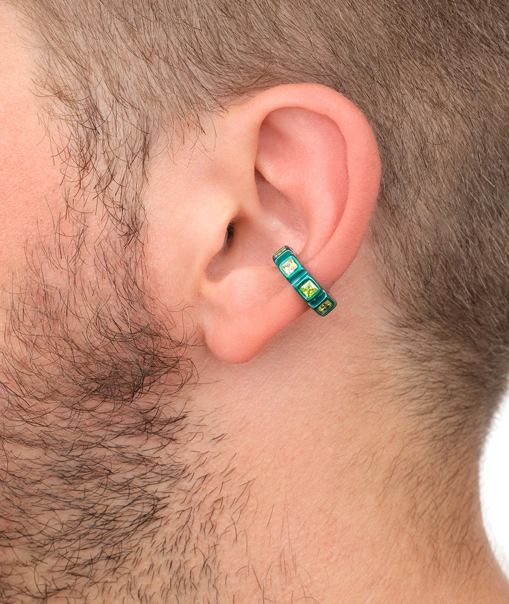 Ear cuff turquoise zircons verts Dibba L T
