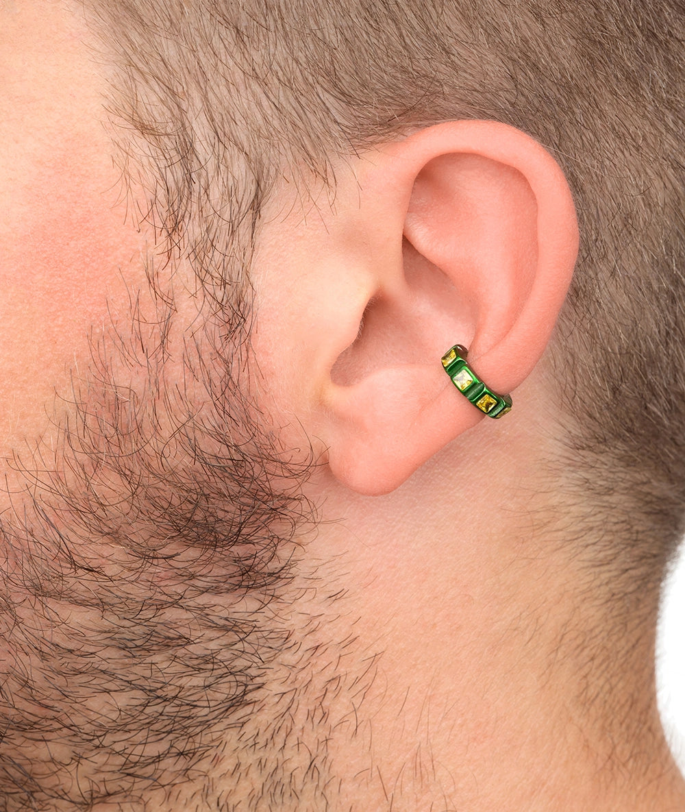 Ear cuff vert et zircons jaunes Dibba S SG