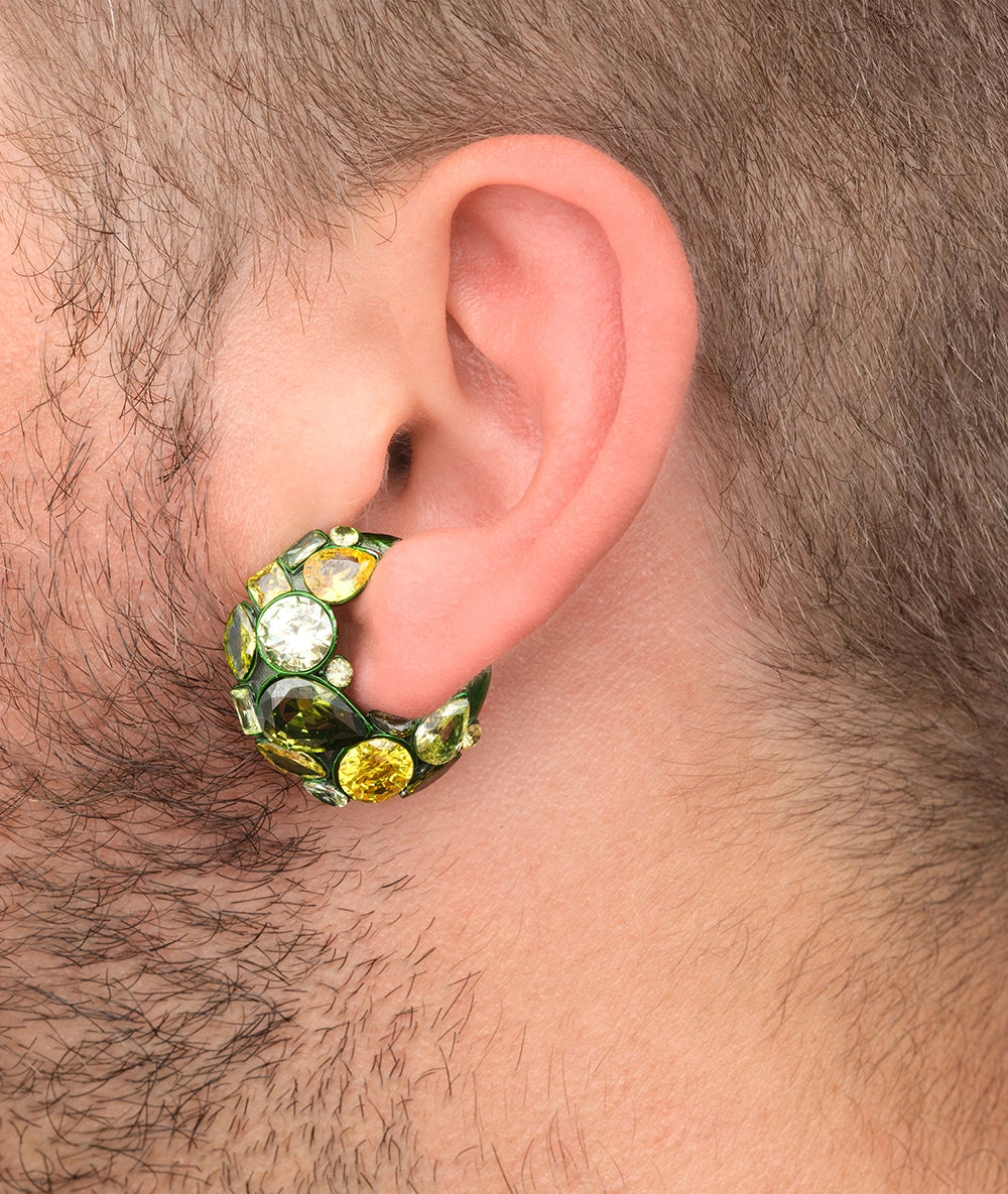 Ear cuff vert et zircons jaunes et olive Dahlia SG C