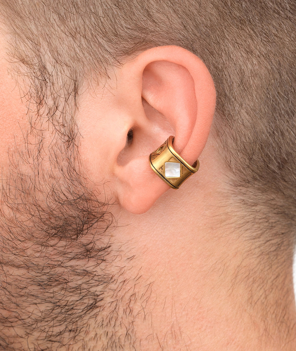Earcuff or mat carré et nacre SHOMA VG 4.5mm