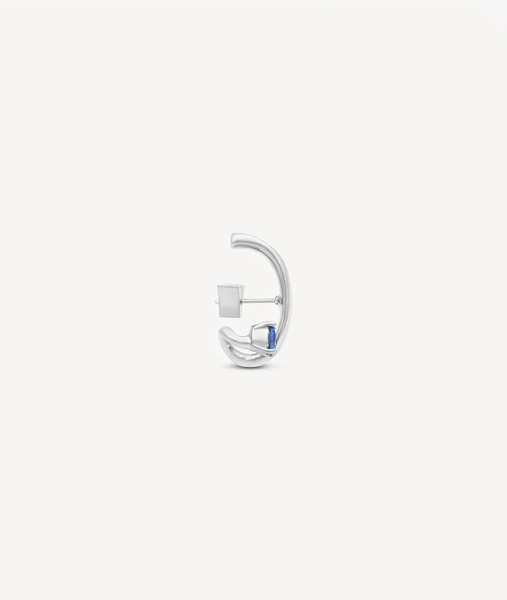 Boucle d'oreille argentée avec zircon bleu (droit) LIF R S