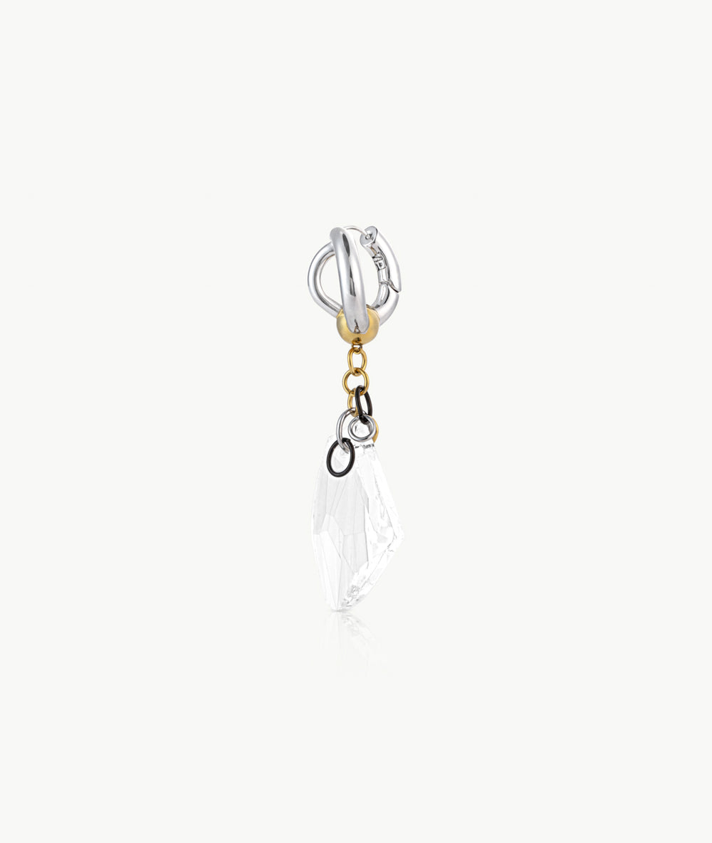Boucle d'oreille bicolore pendante cristal chandelier Dione BI