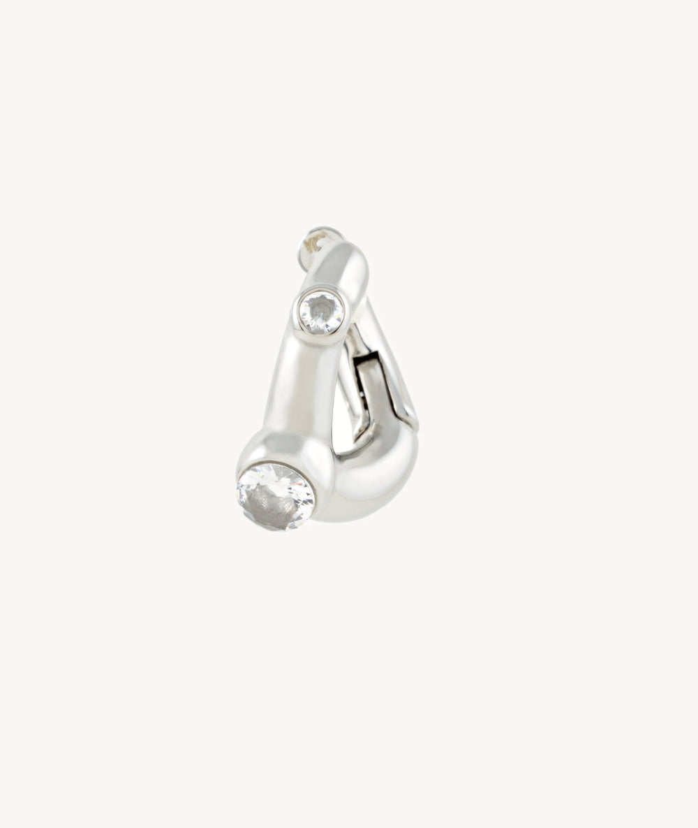 Campbell S silver hoop earring with zirconium