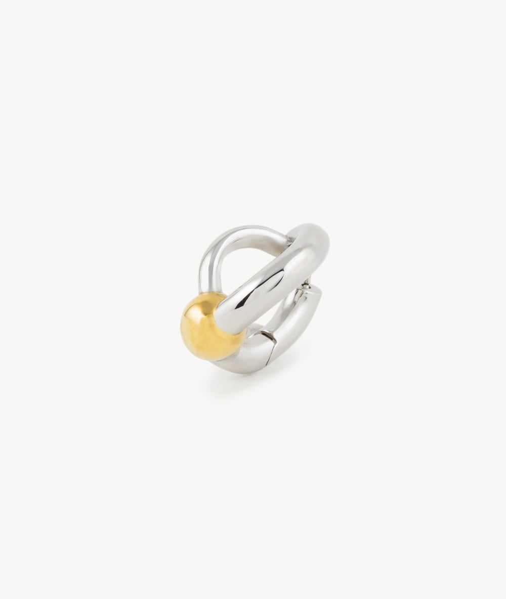 Missie BI silver and gold ball hoop earring