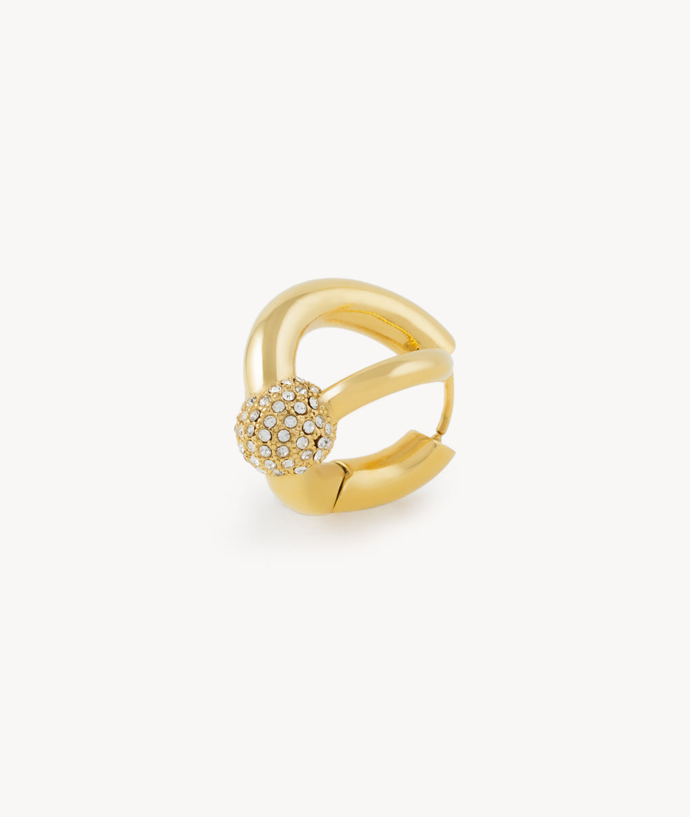 Boucle d'oreille créole dorée avec boule zirconiums Missie Star G