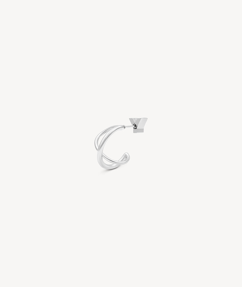 Boucle d'oreille créole torsadée argentée SANNA S