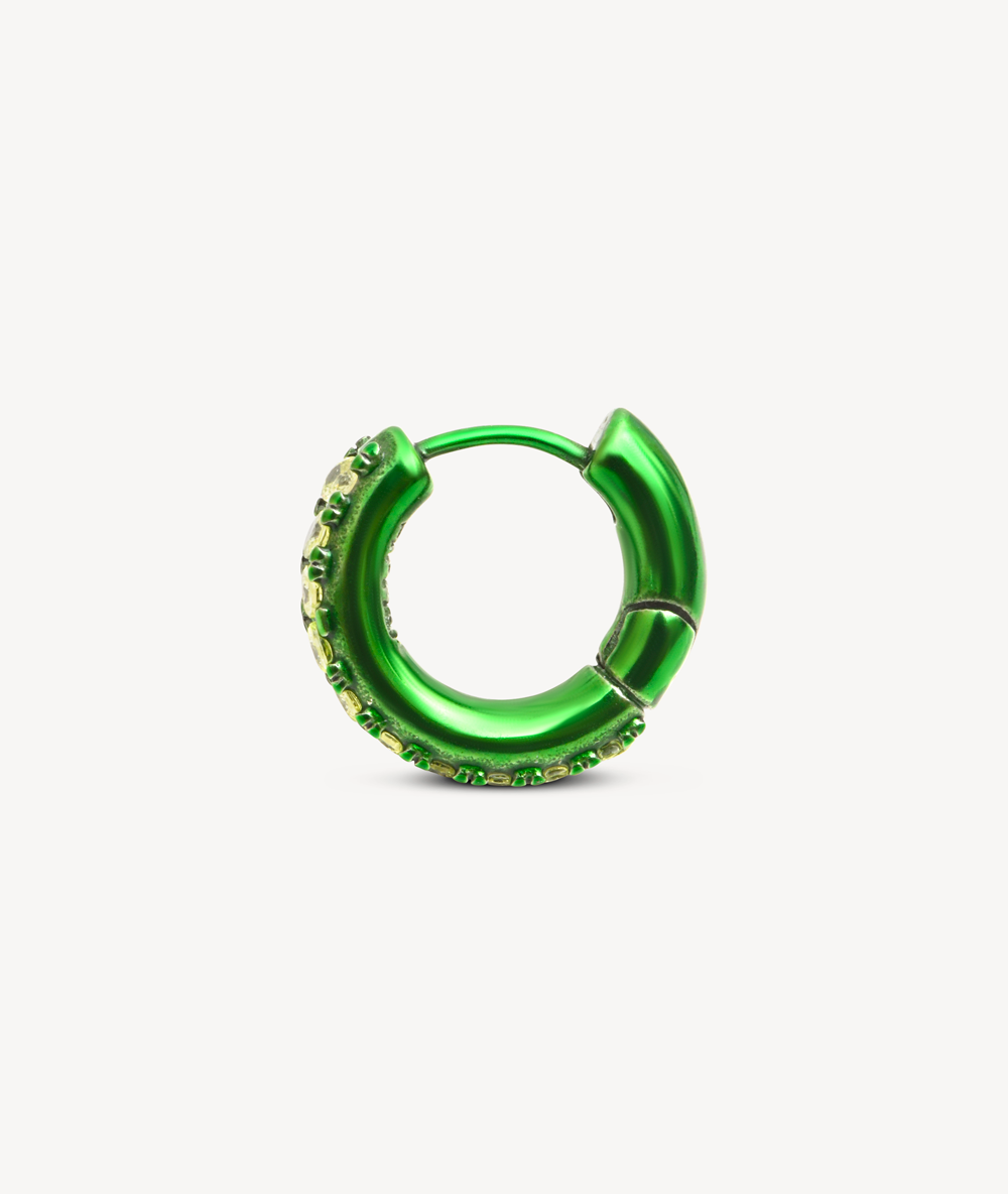 Boucle d'oreille créole vertes et zirconiums jaunes Tashi SG A