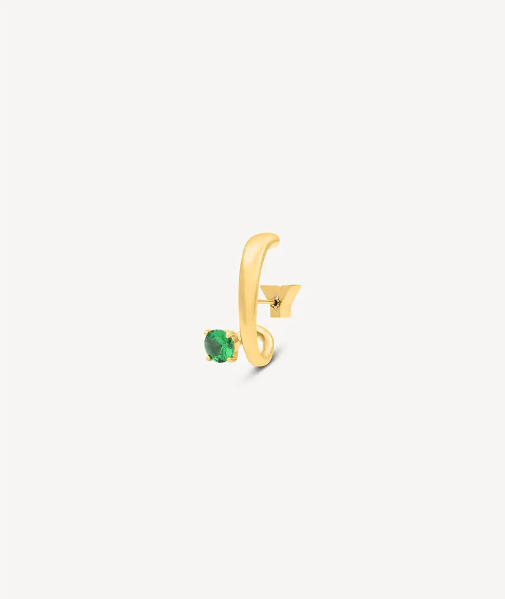 Boucle d'oreille dorée avec zircon vert (droit) LIF R G