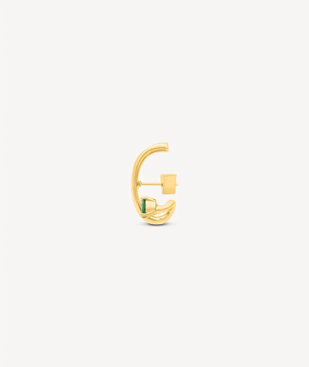 Boucle d'oreille dorée avec zircon vert (gauche) LIF L G