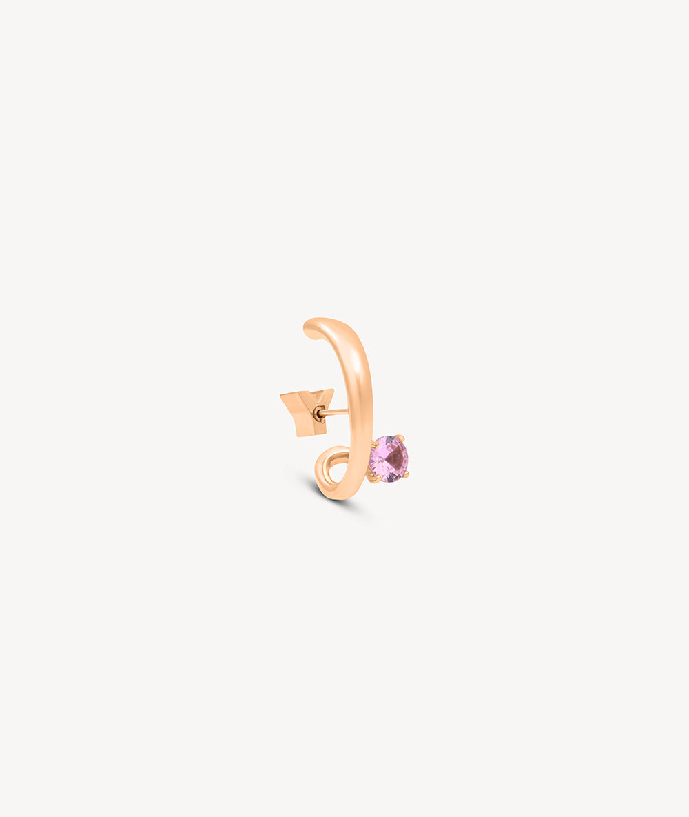 Boucle d'oreille or rose avec zircon rose (gauche) LIF L RG