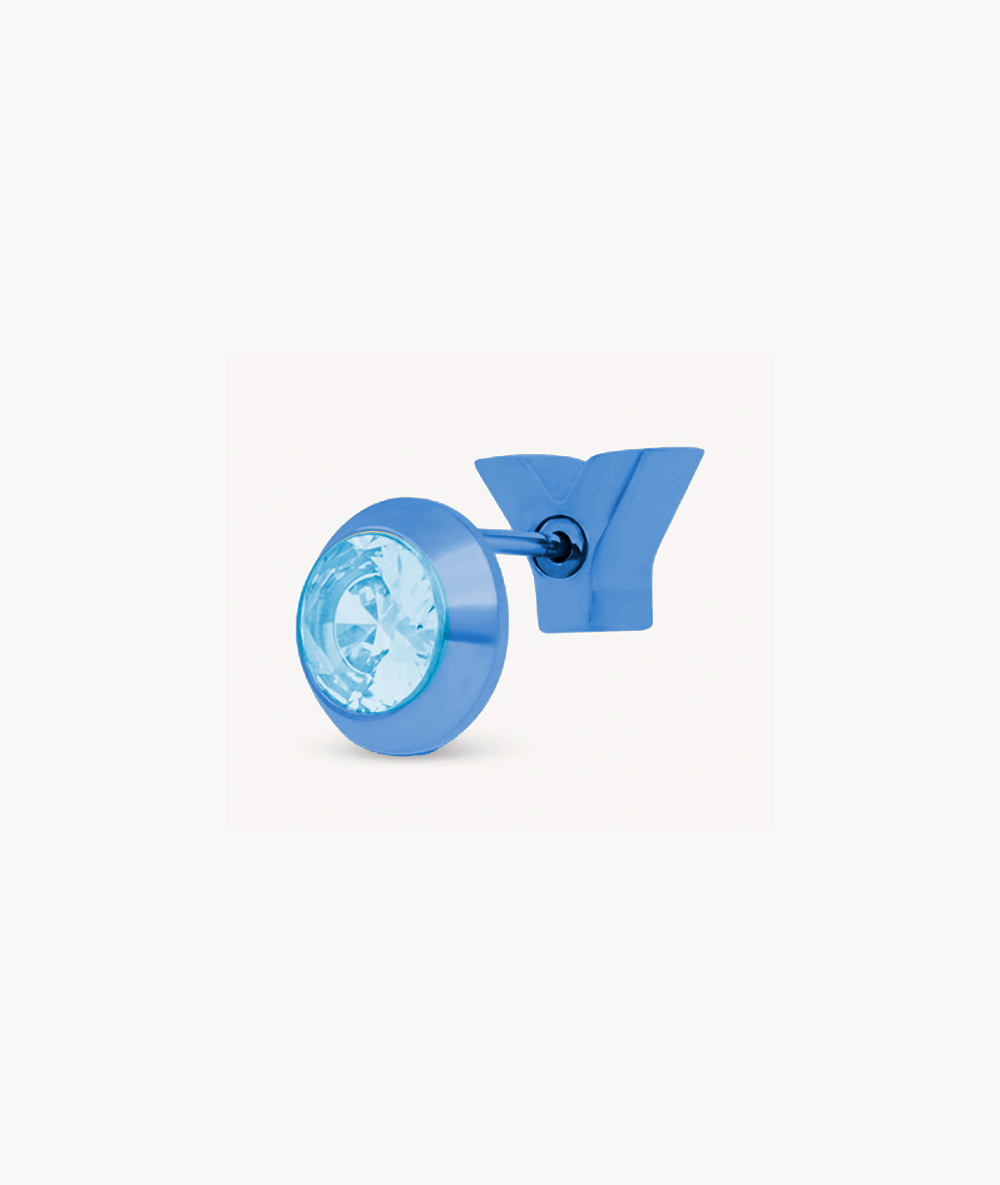 Boucle d'oreille puce en acier inoxydable bleu avec oxyde de zirconium bleu LUCA MB