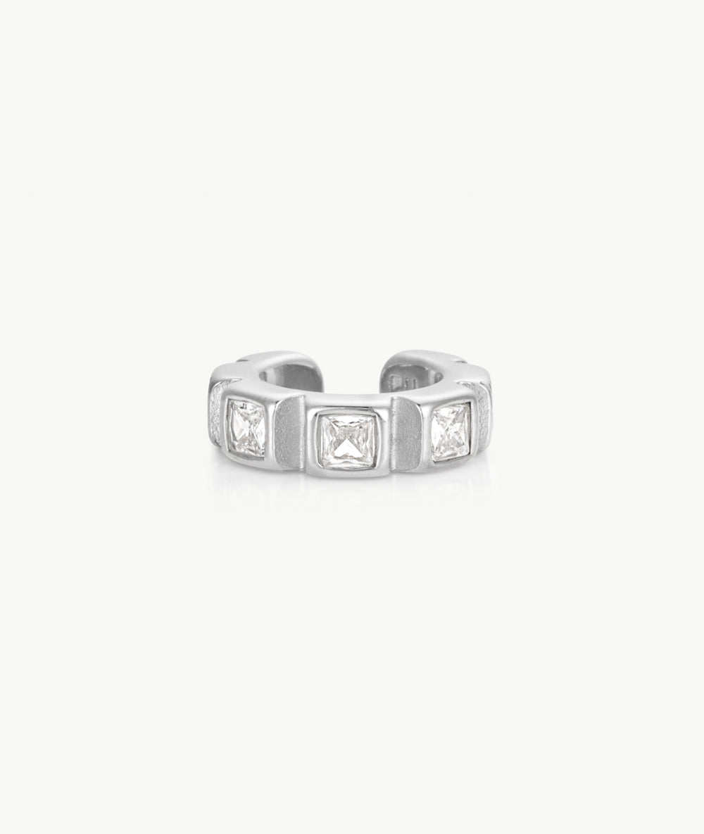 Loki S silver and zirconium ear cuff