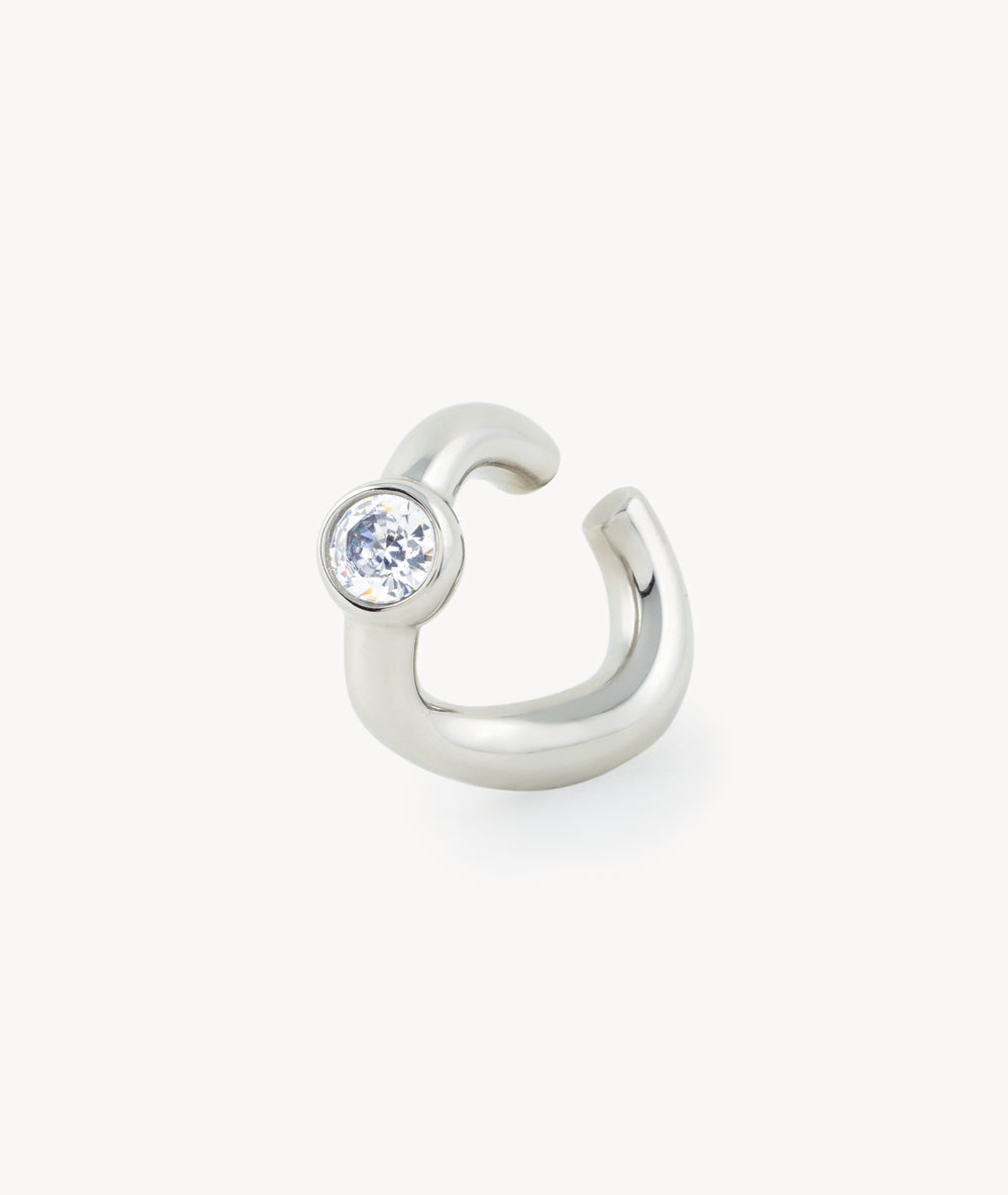 Nyx S silver zirconium ear cuff