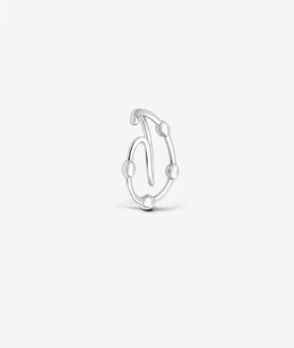 Silver rounded ear cuff with SUGAR S balls