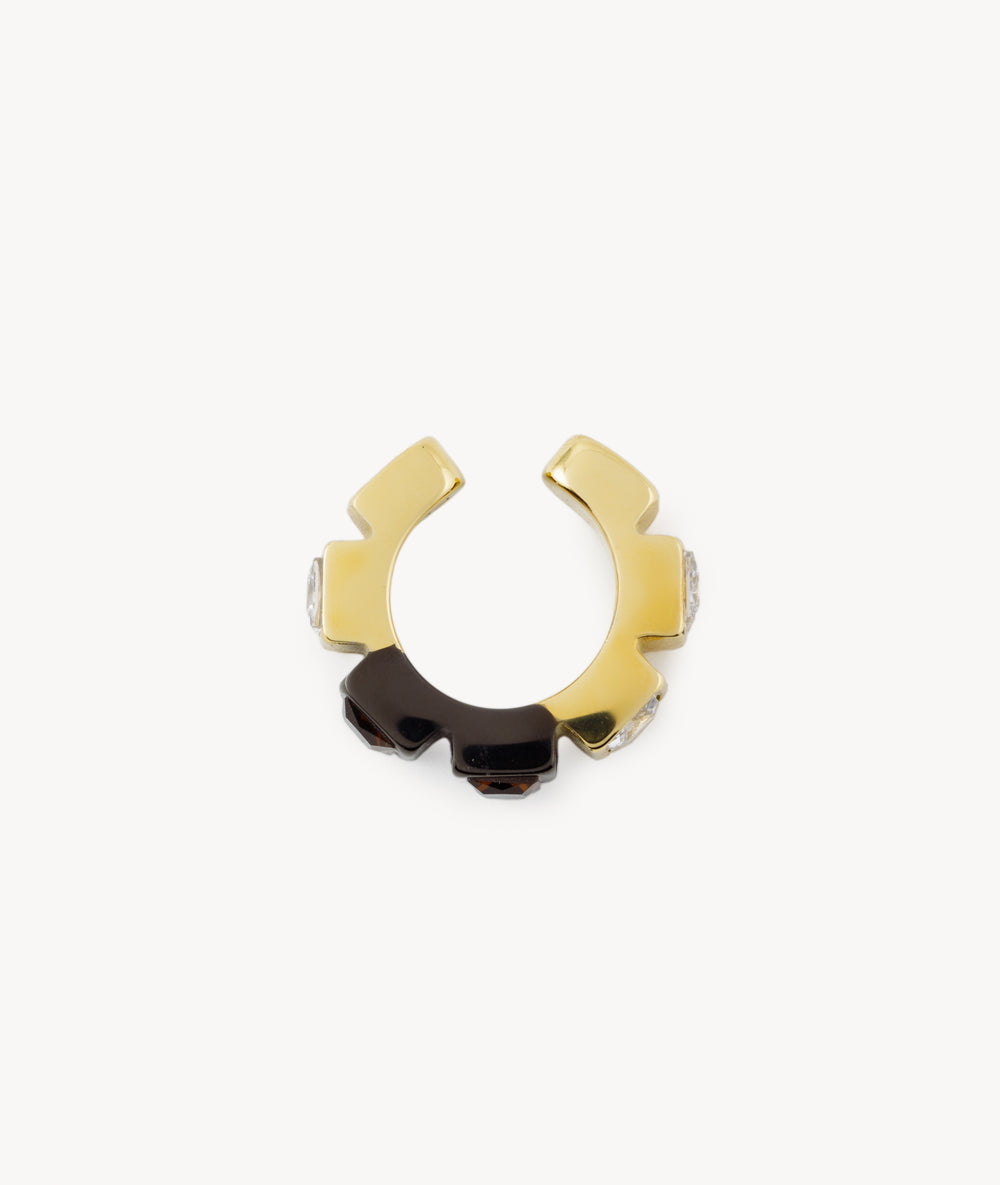 Ear cuff bicolore avec zirconiums marrons et blancs Lex GB