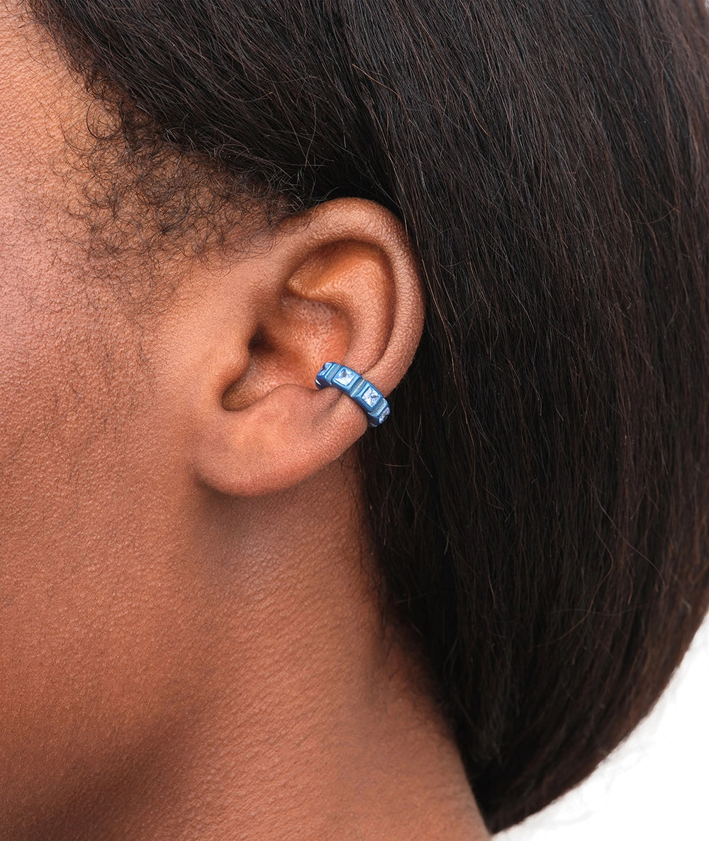 Loki S silver and zirconium ear cuff