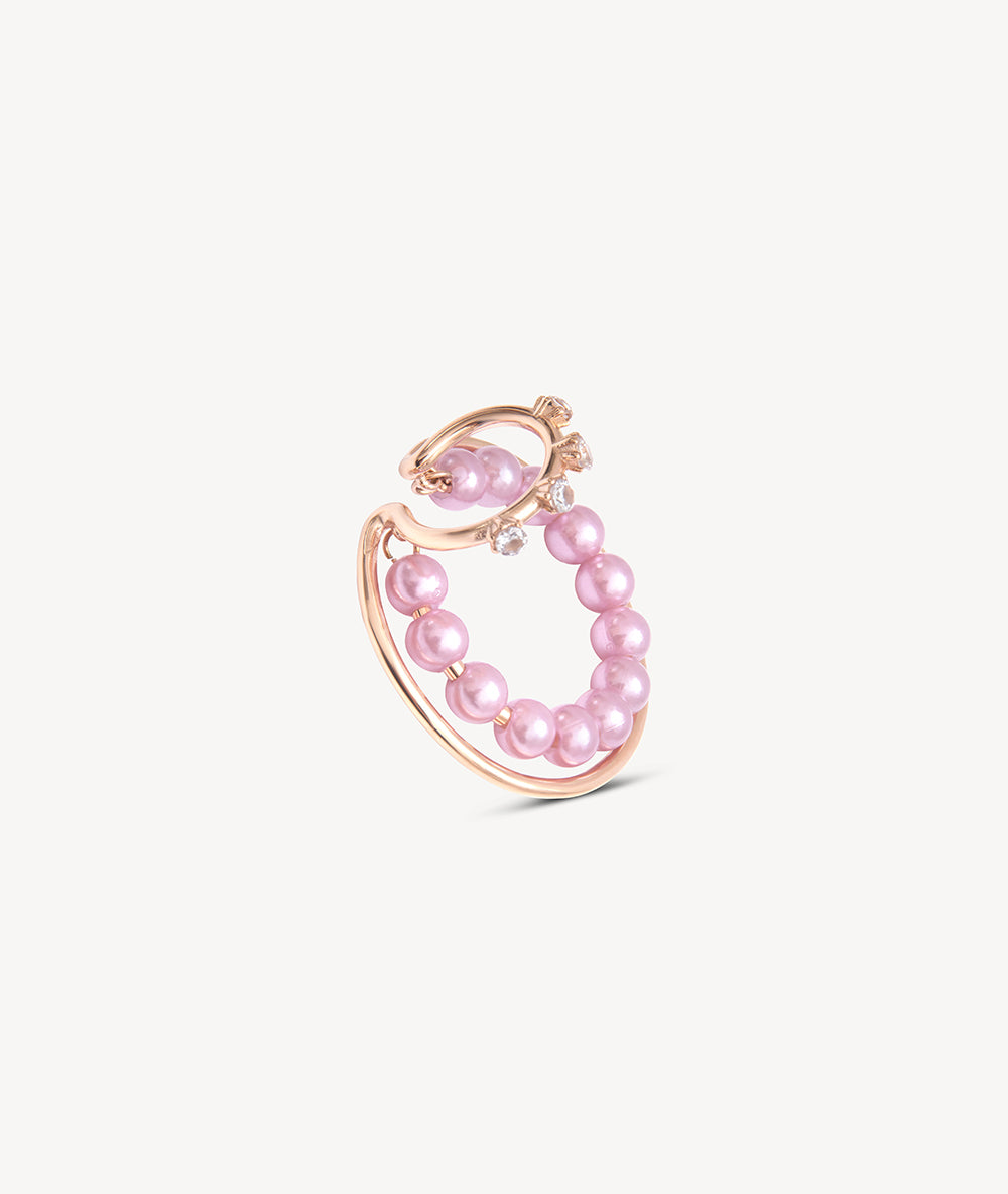 Ear cuff créole triple or rose et perles d'eau douce Misty RG
