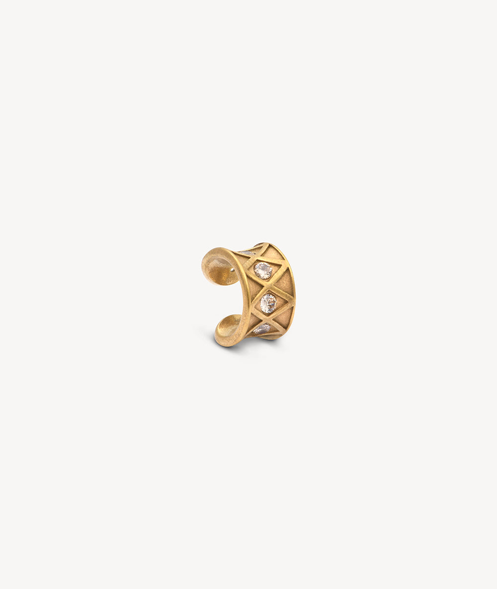 Gold ear cuff with champagne zirconia for a vintage effect KURO VG