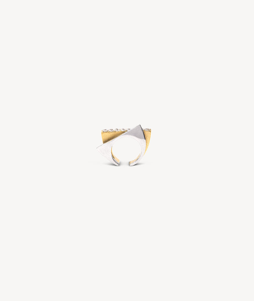 Ear cuff géométrique bicolore et zircons ELVA BI