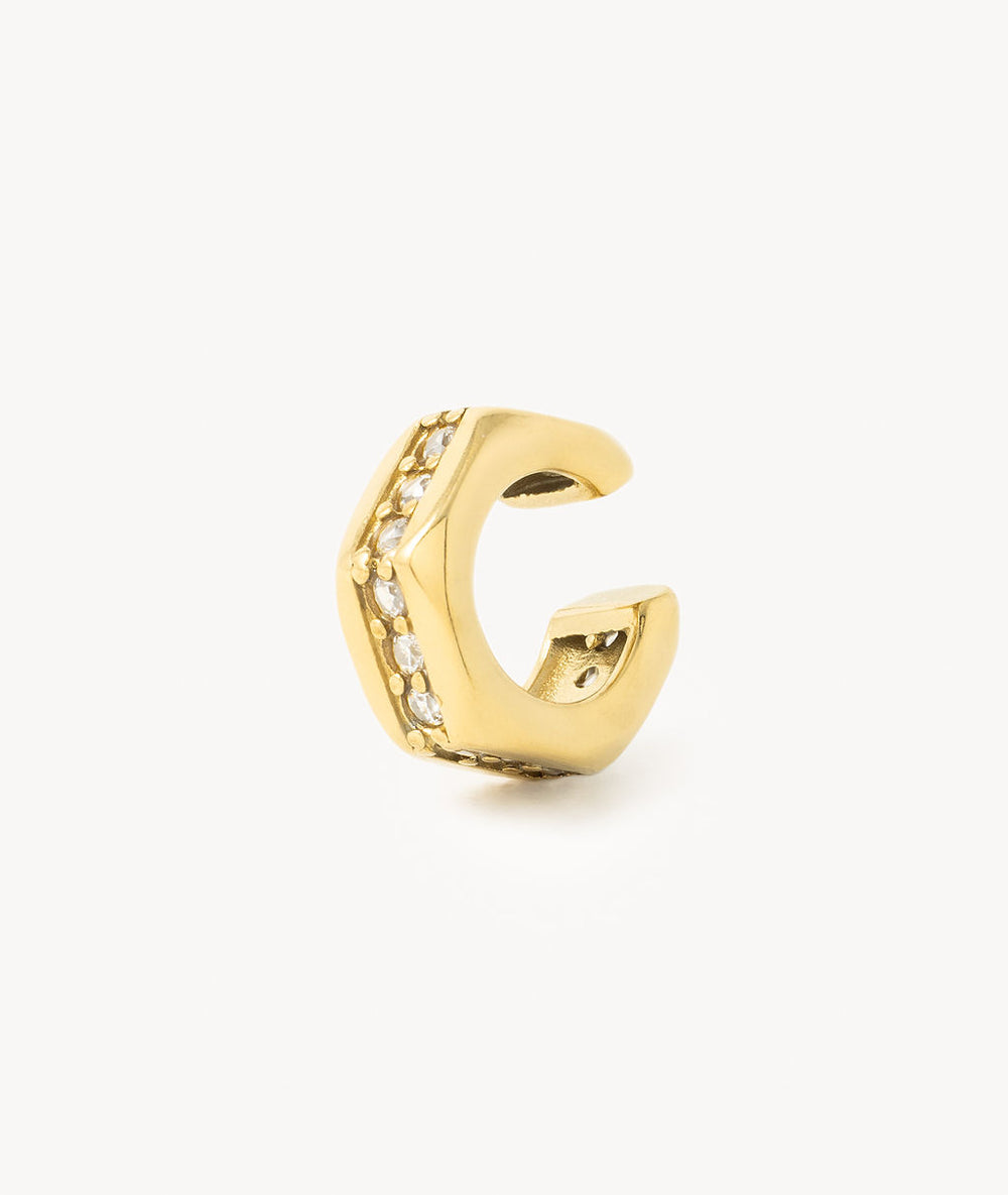 Ear cuff héxagonal doré et zirconiums Lovis G