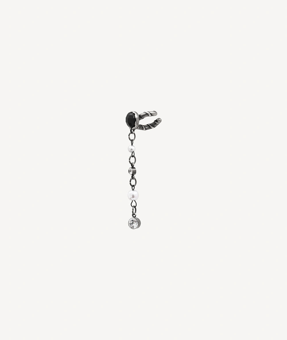 DENRAI VS silver and black zirconia ear cuff pendant