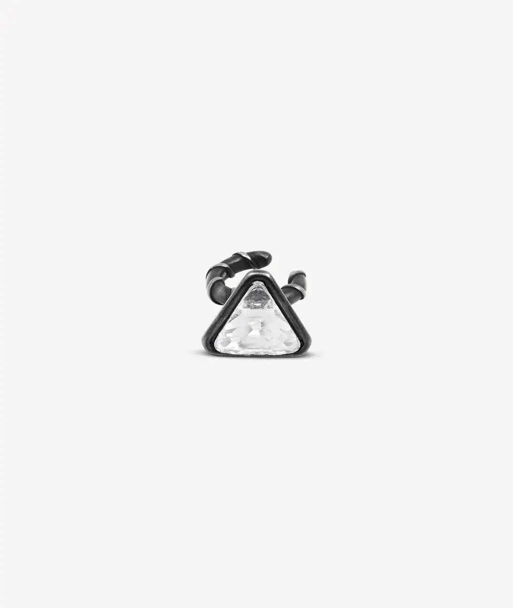Round silver ear cuff with vintage-effect zirconia ARASHI VS