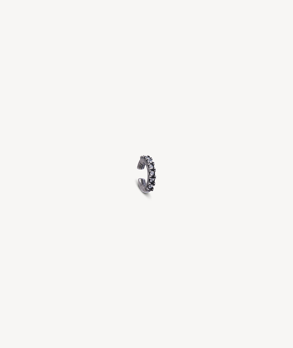 Ear cuff rond argenté et zircons blancs effet vintage Abi S VS