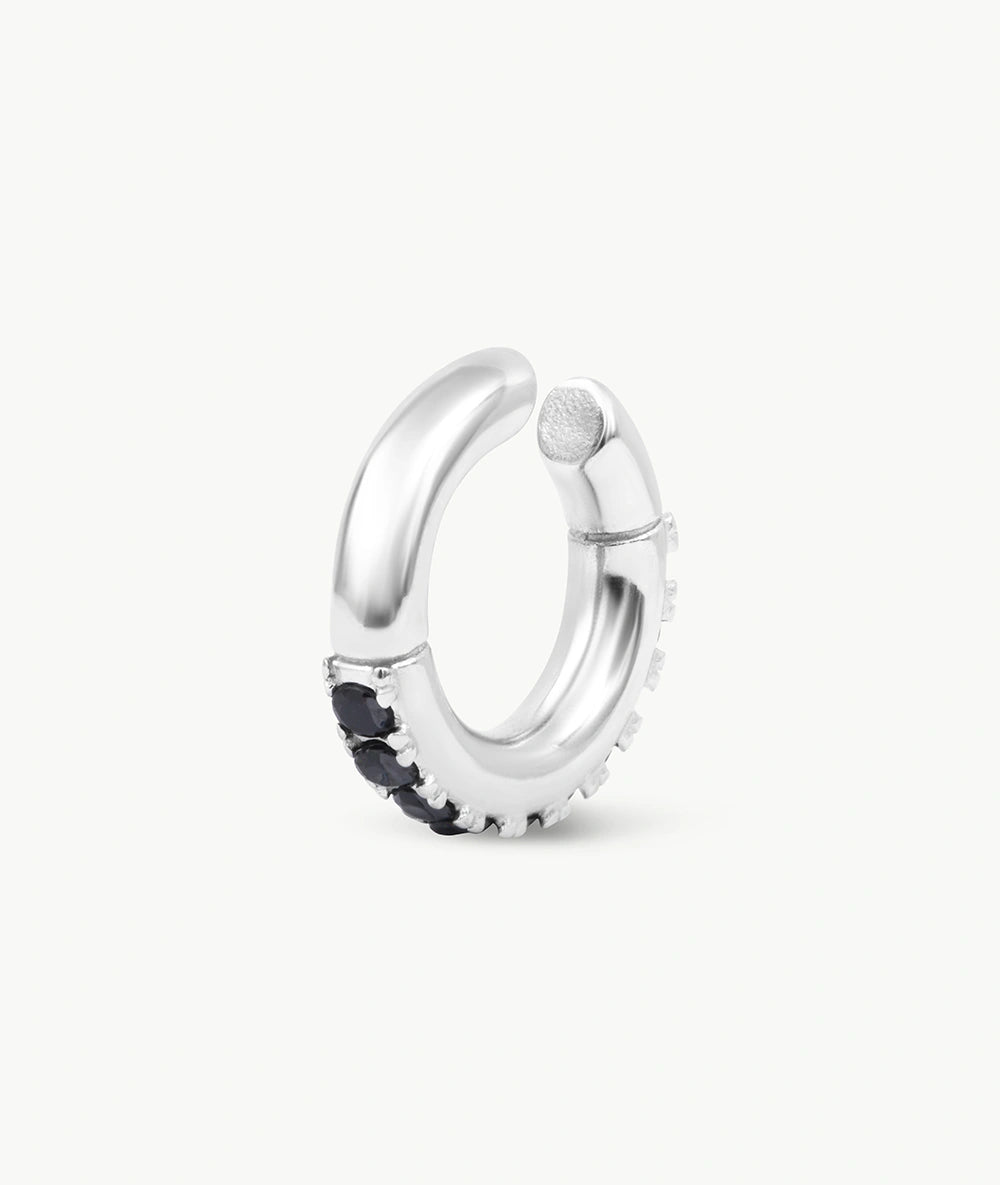 Round silver ear cuff with zircons Kim S