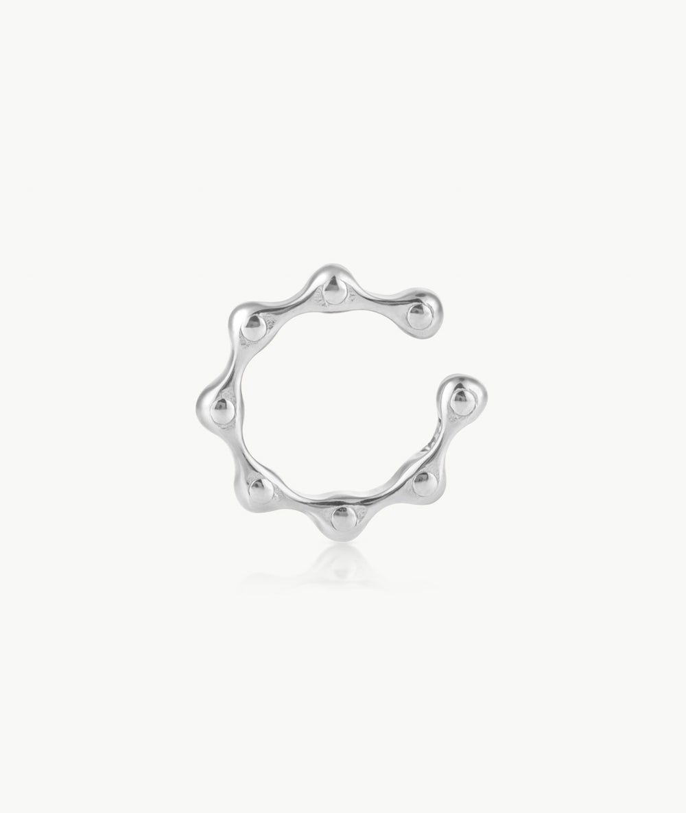 Fixie S silver round ear cuff